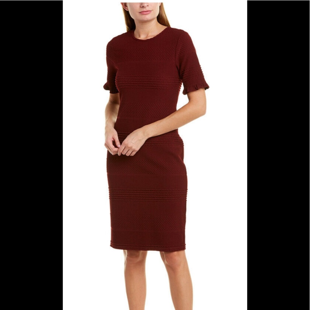 Shoshanna Womens Sheath Dress Burgundy textured